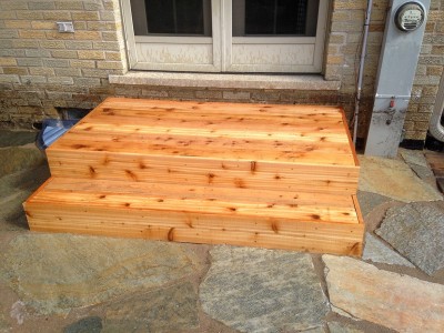 Custom-Cedar-Landing-and-Steps---Flagstone-Patio-in-Park-Ridge