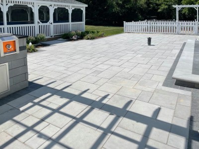 Beacon Hill Smooth Paver by Unilock and steps and pergola 