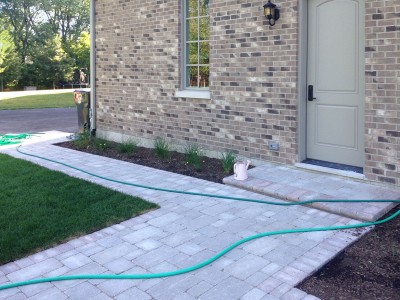 Unilock Brussell Block Paver Walkway with Fullnose Edging   New Construction in Northbrook Unilock Patio Paver Walkway