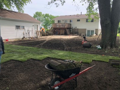 Installation new sod and grading 
