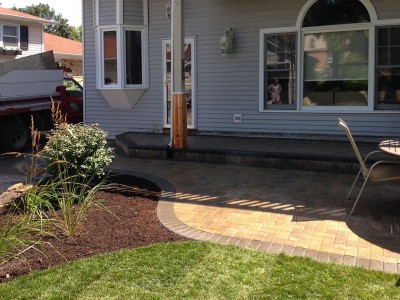 Burning-Bush,-Ornamental-Grasses,-Re-grading-and-New-Sod---Paver-Patio-and-Stoop-in-Arlington-Heights
