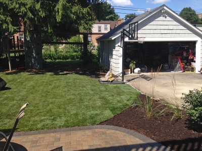 Re grading and New Sod   Paver Patio and Stoop in Arlington Heights Sod Paver Patio Stoop