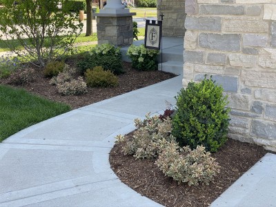 Front walkway with new planting beds 